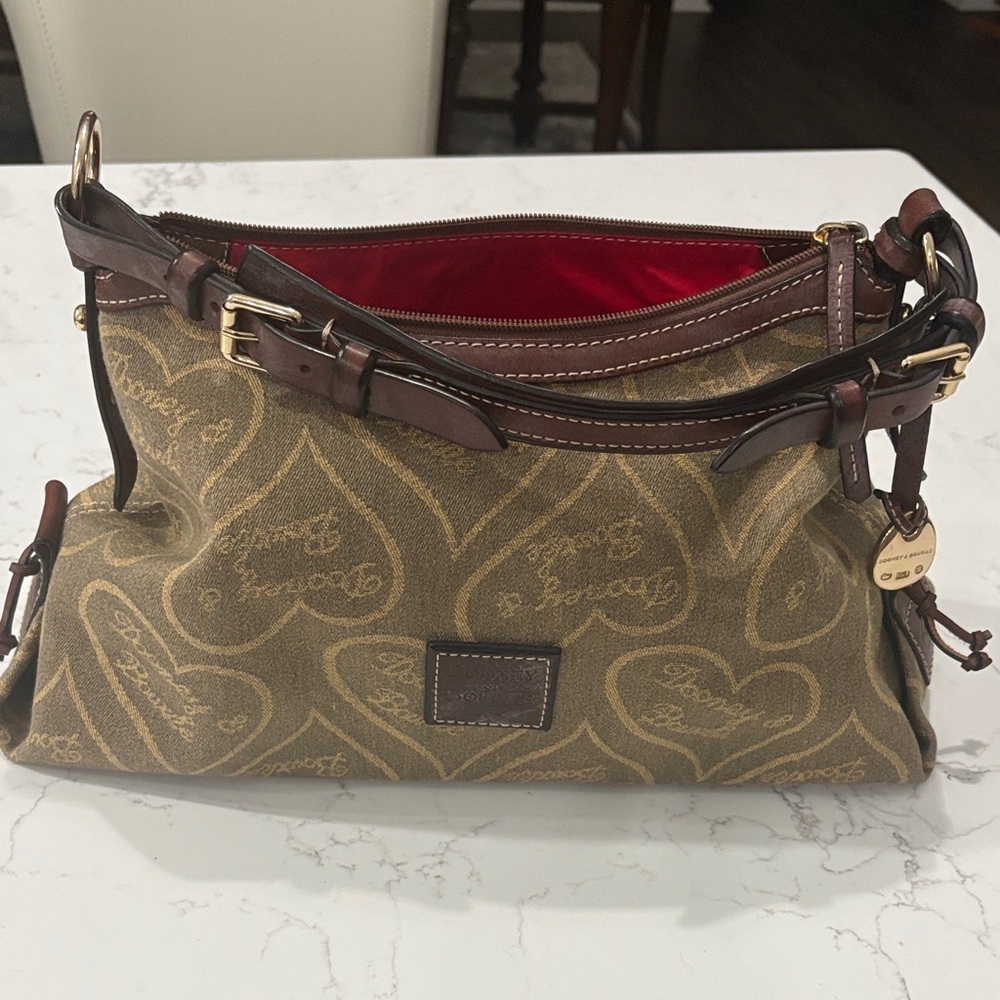 Dooney & Bourne Heart Logo canvas shoulder bag
